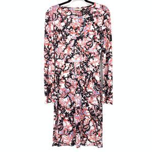 Mary Katrantzou Dress Women's Size L Abstract Silk Midi Long Sleeve Multicolor